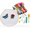 Diy Craft Kits de punto de cruz Kit de inicio de bordado Aros de bordado de bambú, hilos de color, kit de herramientas de punto de cruz