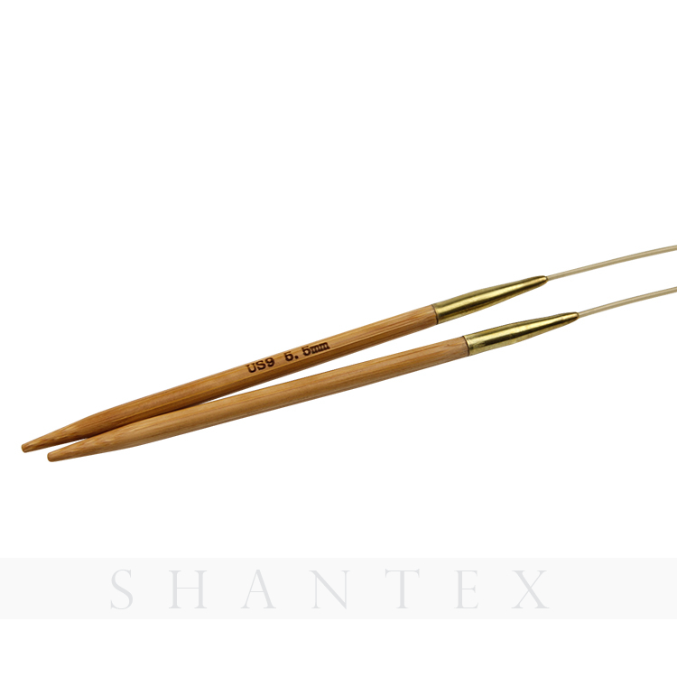Venta al por mayor Confort Seguro Herramientas de costura Metal Cobre Conjunto de bambú Circular Aguja de tejer con alambre de plástico