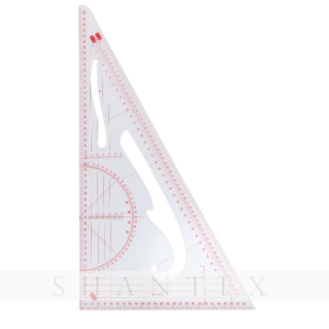 Regla de dibujo de plástico triangular triangular de ángulo recto de escala multipropósito con transportador